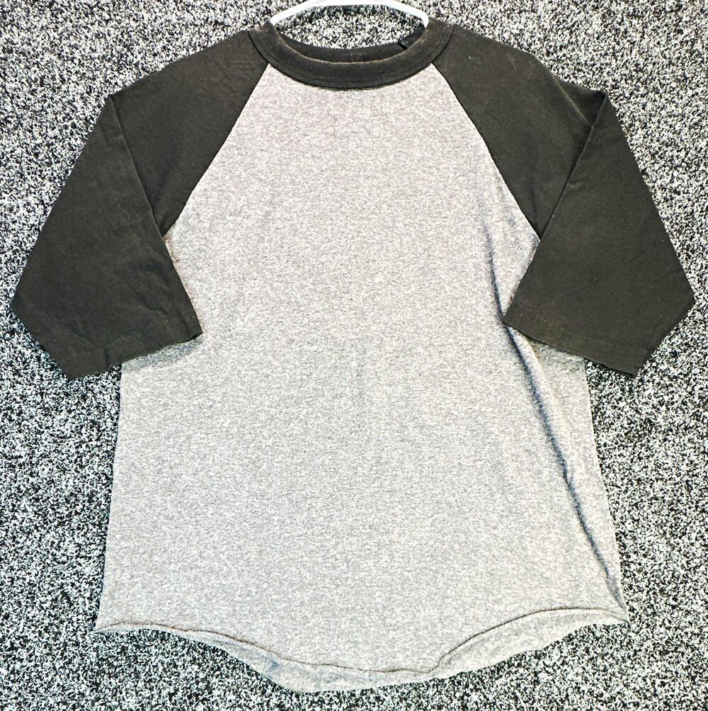 Shaka Active Men's Gray/Black Colorblock Crew Neck Raglan 3/4 Tee M